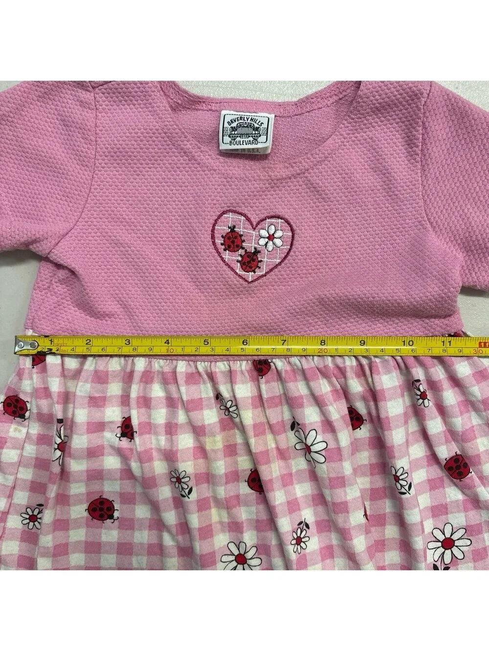 Vintage Beverly Hills Boulevard Gingham Ladybug Flower Dress Size 4